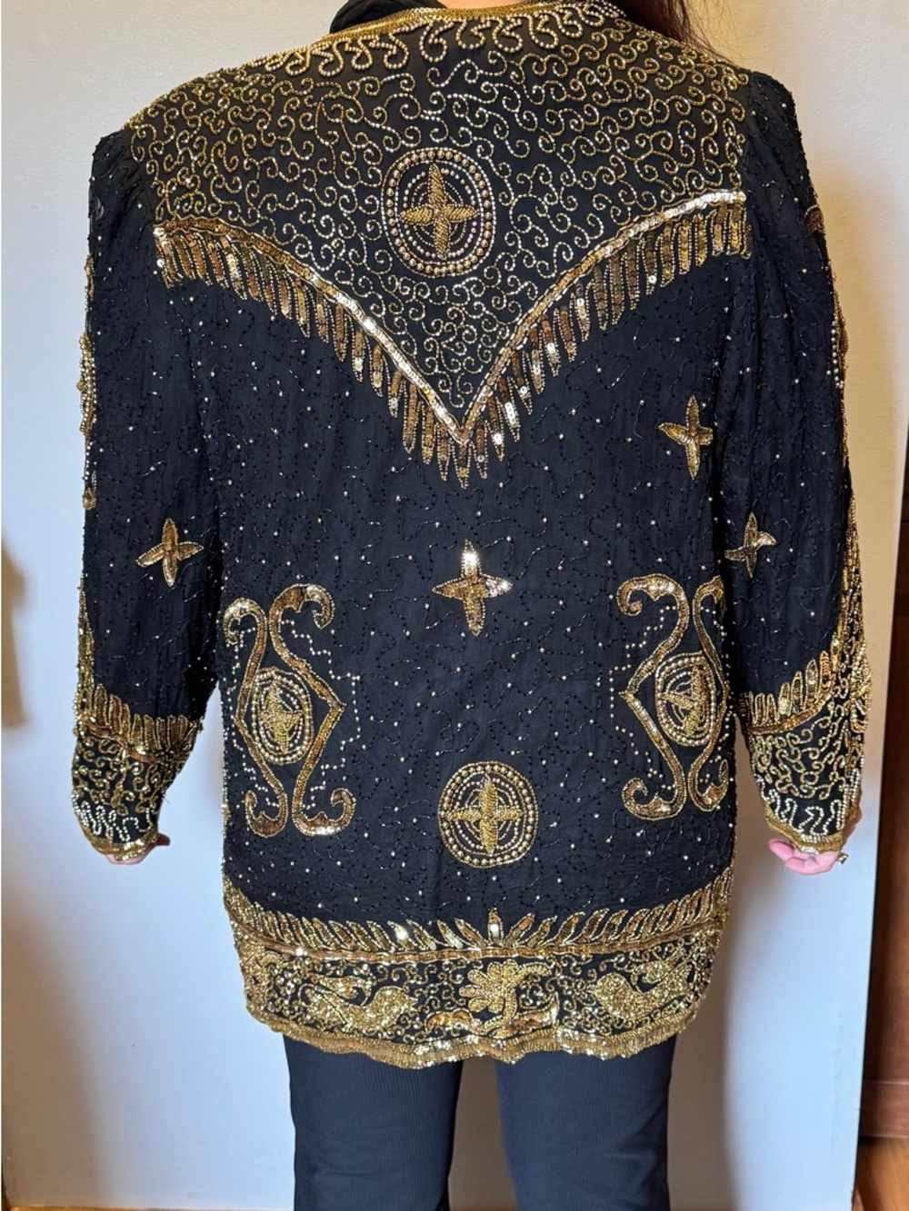 Black & Gold Embellished Women's Jacket